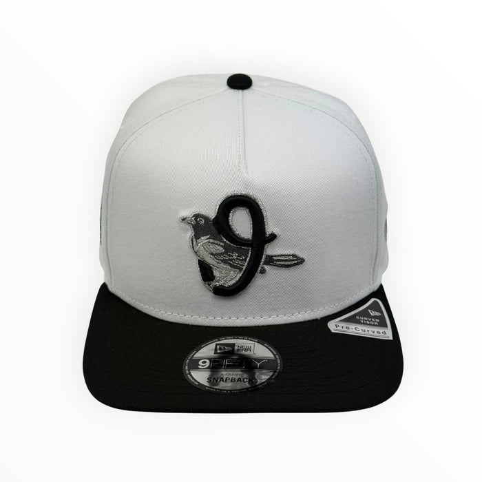 BALTIMORE ORIOLES (WHITE) (30TH ANN "CAMDEN YARD") "9FIFTY AFRAME" NEW ERA SNAPBACK