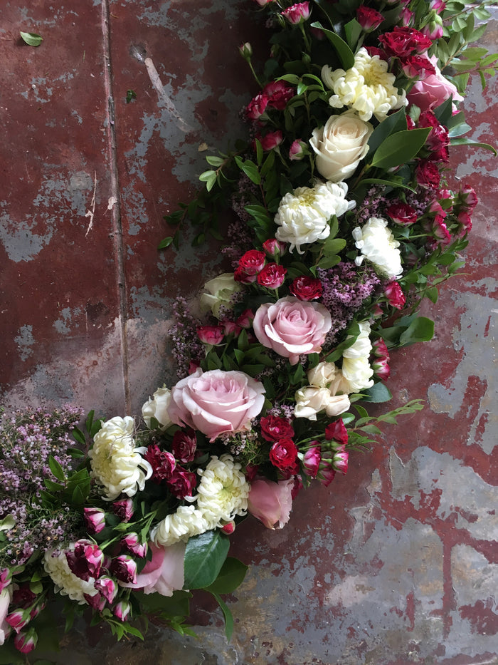 Garland of Blooms and Greens by the foot, small event order ($2k minimum)