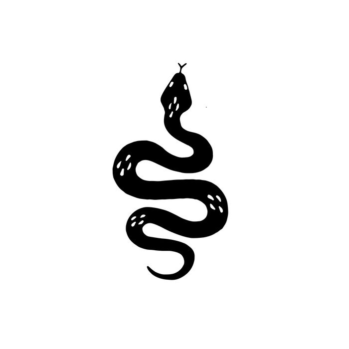 Black silhouette of a snake on a white background