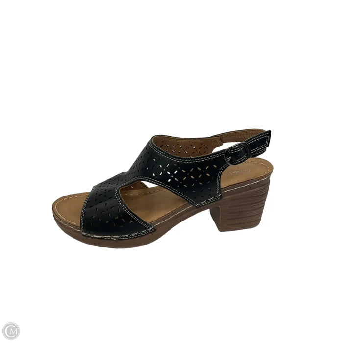Sandals Heels Block By Spring Step In Black, Size: 9