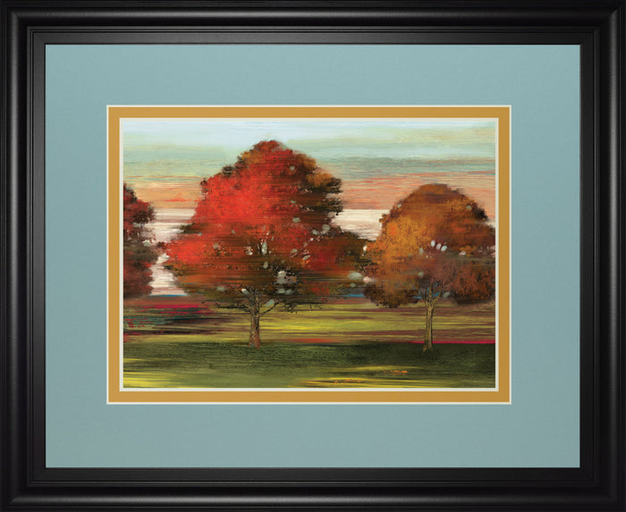 Tress In Motion By Alison Pearce - Framed Print Wall Art - Light Blue