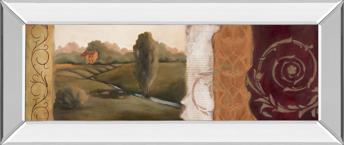Tuscan Scene II - Mirror Framed Print Wall Art - Light Brown